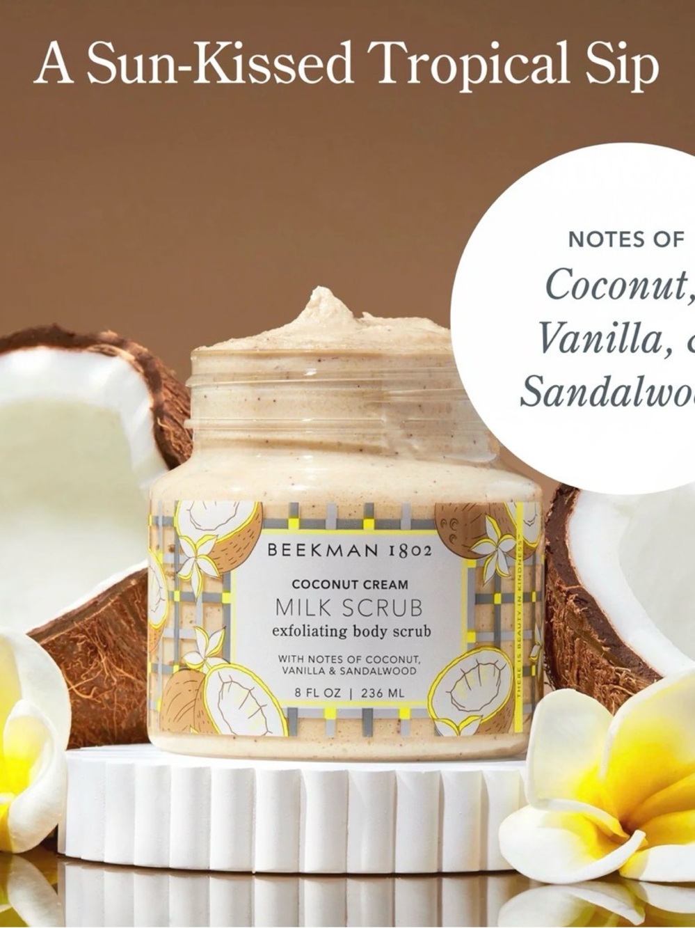 Beekman 1802 Coconut Cream Milk Scrub — Cream and Gold Label - Picture 3 of 8